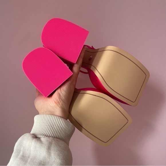 NEW! Naked Wolfe- Jennie Hot Pink Satin Platform Sandals With Heels Size 9 - Picture 9 of 15